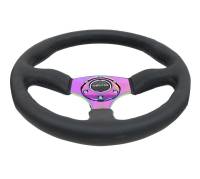 NRG Innovations - NRG Innovations Reinforced Steering Wheel (350mm / 2.5in. Deep) Leather Race Comfort Grip w/4mm Neochrome Spokes - Image 3