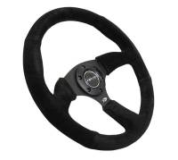 NRG Innovations - NRG Innovations Reinforced Steering Wheel (350mm / 2.5in. Deep) Blk Suede Comfort Grip w/5mm Matte Blk Spokes - Image 2