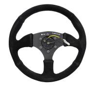 NRG Innovations - NRG Innovations Reinforced Steering Wheel (350mm / 2.5in. Deep) Blk Suede Comfort Grip w/5mm Matte Blk Spokes - Image 4