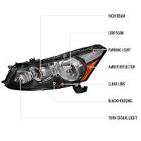 Spec'D Tuning Products - Spec-D 2008-2012 Honda Accord Sedan Factory Style Crystal Headlights w/ Amber Reflector (Matte Black Housing/Clear Lens) - Image 6