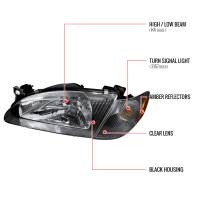 Spec'D Tuning Products - Spec-D 1998-2000 Toyota Corolla Factory Style Crystal Headlights w/ Corner Lights & Bulbs (Matte Black Housing/Clear Lens) - Image 7