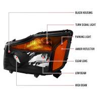Spec'D Tuning Products - Spec-D 2004-2015 Nissan Titan/ 2004-2007 Armada Factory Style Headlights w/ Amber Reflectors (Matte Black Housing/Clear Lens) - Image 6