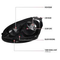 Spec'D Tuning Products - Spec-D 2005-2010 Volkswagen Golf Mk5 /Jetta/Rabbit Factory Style Headlights w/ P21W Turn Signal Bulbs (Matte Black Housing/Clear Lens) - Image 6