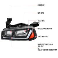 Spec'D Tuning Products - Spec-D 2006-2010 Dodge Charger Switchback Sequential LED Bar Factory Style Headlights (Matte Black Housing/Clear Lens) - Image 6