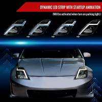 Spec'D Tuning Products - Spec-D 2003-2005 Nissan 350Z Switchback Sequential Turn Signal Animated LED Bar Projector Headlights (Matte Black Housing/Clear Lens) - Image 1