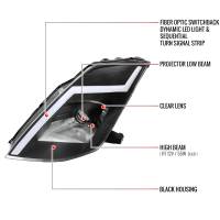 Spec'D Tuning Products - Spec-D 2003-2005 Nissan 350Z Switchback Sequential Turn Signal Animated LED Bar Projector Headlights (Matte Black Housing/Clear Lens) - Image 6