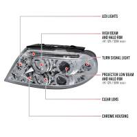 Spec'D Tuning Products - Spec-D 2001-2005 Volkswagen Passat Dual Halo Projector Headlights (Chrome Housing/Clear Lens) - Image 6