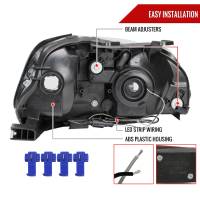 Spec'D Tuning Products - Spec-D 1999-2000 Honda Civic Coupe/Sedan LED Bar Factory Style Headlights (Matte Black Housing/Clear Lens) - Image 5