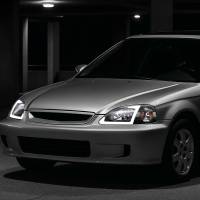 Spec'D Tuning Products - Spec-D 1999-2000 Honda Civic Coupe/Sedan LED Bar Factory Style Headlights (Matte Black Housing/Clear Lens) - Image 7
