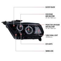 Spec'D Tuning Products - Spec-D 2010-2014 Ford Mustang Dual Halo Projector Headlights (Glossy Black Housing/Smoke Lens) - Image 6