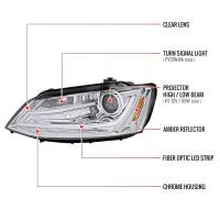Spec'D Tuning Products - Spec-D 2011-2018 Volkswagen Jetta MK6 LED Bar Projector Headlights (Chrome Housing/Clear Lens) - Image 6