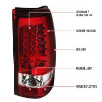 Spec'D Tuning Products - Spec-D 1999-2002 Chevrolet Silverado/ 1999-2006 GMC Sierra LED Tail Lights (Chrome Housing/Red Clear Lens) - Image 4