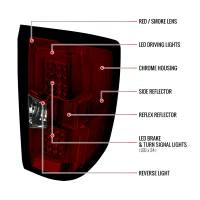 Spec'D Tuning Products - Spec-D 2014-2018 Chevrolet Silverado 1500/ 2015-2019 Silverado 2500HD 3500HD GMC Sierra 3500HD LED Tail Lights (Chrome Housing/Red Smoke Lens) - Image 6
