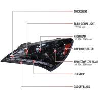 Spec'D Tuning Products - Spec-D 2010-2012 Hyundai Genesis Coupe R8 Style LED Strip Projector Headlights (Glossy Black Housing/Smoke Lens) - Image 6