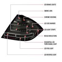 Spec'D Tuning Products - Spec-D 2001-2004 Mercedes Benz W203 C-Class Sequential Turn Signal LED Tail Lights (Chrome Housing/Smoke Lens) - Image 7