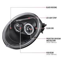 Spec'D Tuning Products - Spec-D 1998-2005 Volkswagen Beetle Halo Projector Headlights (Matte Black Housing/Clear Lens) - Image 6