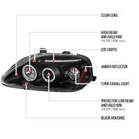 Spec'D Tuning Products - Spec-D 1999-2000 Honda Civic Dual Halo Projector Headlights (Matte Black Housing/Clear Lens) - Image 6