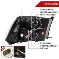 Spec'D Tuning Products - Spec-D 2009-2018 Dodge RAM 1500 / 2019-2021 RAM Classic / 2010-2018 RAM 2500 3500 Dual Halo Projector Headlights (Jet Black Housing/Clear Lens) - Image 5