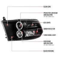 Spec'D Tuning Products - Spec-D 2009-2018 Dodge RAM 1500 / 2019-2021 RAM Classic / 2010-2018 RAM 2500 3500 Dual Halo Projector Headlights (Matte Black Housing/Clear Lens) - Image 6