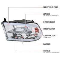 Spec'D Tuning Products - Spec-D 2009-2019 Dodge Ram 1500 2500 3500 Quad Style Headlights with LED Tube (Chrome Housing/Clear Lens) - Image 6