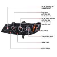 Spec'D Tuning Products - Spec-D 1994-1997 Honda Accord Dual Halo Projector Headlights (Glossy Black Housing/Smoke Lens) - Image 6