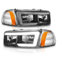 ANZO Headlights, Tail Lights and More  - Anzo 99-17 GMC Sierra/Denali Headlights Black Amber (w/C Light Bars) - Image 2