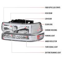 Spec'D Tuning Products - Spec-D 1999-2002 Chevrolet Silverado 1500 2500 / 2000-2006 Tahoe Suburban LED Bar Factory Style Headlights & Bumper Lights w/ Amber Reflector (Chrome Housing/Clear Lens) - Image 6