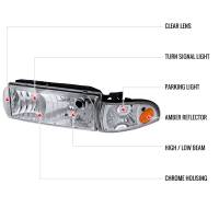 Spec'D Tuning Products - Spec-D 1991-1996 Chevrolet Caprice / 1994-1996 Impala Factory Style Crystal Headlights w/ Corner Signal Lights (Chrome Housing/Clear Lens) - Image 6