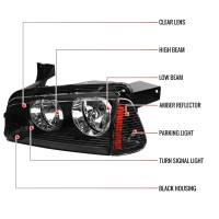 Spec'D Tuning Products - Spec-D 2006-2010 Dodge Charger Factory Style Headlights w/ Corner Lights (Matte Black Housing/Clear Lens) - Image 6