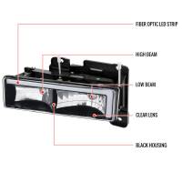 Spec'D Tuning Products - Spec-D 1988-1998 Chevrolet/GMC C10 C/K LED Strip Factory Style Headlights (Matte Black Housing/Clear Lens) - Image 6