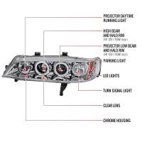 Spec'D Tuning Products - Spec-D 1994-1997 Honda Accord Dual Halo Projector Headlights (Chrome Housing/Clear Lens) - Image 6