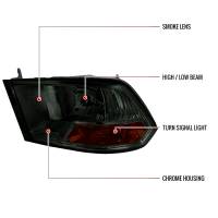 Spec'D Tuning Products - Spec-D 2009-2018 Dodge RAM 1500 / 2019-2021 RAM Classic / 2010-2018 RAM 2500 3500 Factory Dual Style Headlights (Chrome Housing/Smoke Lens) - Image 6