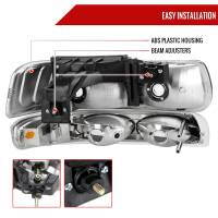 Spec'D Tuning Products - Spec-D 1999-2002 Chevrolet Silverado/ 2000-2006 Tahoe/Suburban Factory Style Headlights w/ Bumper Light Assembly (Matte Black Housing/Clear Lens) - Image 5