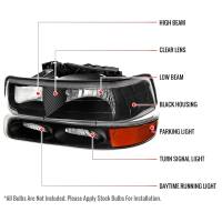Spec'D Tuning Products - Spec-D 1999-2002 Chevrolet Silverado/ 2000-2006 Tahoe/Suburban Factory Style Headlights w/ Bumper Light Assembly (Matte Black Housing/Clear Lens) - Image 6
