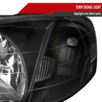 Spec'D Tuning Products - Spec-D 1999-2000 Honda Civic Crystal Headlights w/ Amber Reflector (Matte Black Housing/Clear Lens) - Image 2