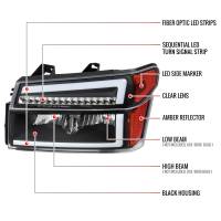 Spec'D Tuning Products - Spec-D 2004-2012 Chevrolet Colorado GMC Canyon/2006-2008 ISUZU I-Series Sequential Turn Signal Factory Style Headlights with LED Bar (Matte Black Housing/Clear Lens) - Image 6