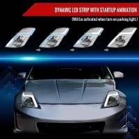 Spec'D Tuning Products - Spec-D 2003-2005 Nissan 350Z Switchback Sequential Turn Signal Animated LED Bar Projector Headlights (Chrome Housing/Clear Lens) - Image 1
