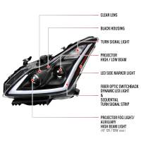 Spec'D Tuning Products - Spec-D 2008-2013 Infiniti G37/2014-2015 Q60 Coupe/Convertible Sequential Switchback LED Turn Signal Projector Headlights (Matte Black Housing/Clear Lens) - Image 6