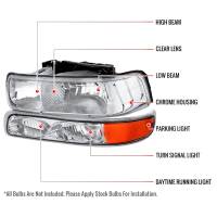 Spec'D Tuning Products - Spec-D 1999-2002 Chevrolet Silverado/ 2000-2006 Tahoe/Suburban Factory Style Headlights w/ Bumper Light Assembly (Chrome Housing/Clear Lens) - Image 6