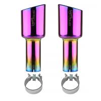 Spec'D Tuning Products - Spec-D Universal 2.5" Inlet/4.125" Outlet Rainbow Stainless Steel Angled Burnt Purple Exhaust Tips - 2PC - Image 8