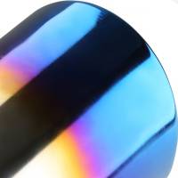 Spec'D Tuning Products - Spec-D Universal 2.5" Inlet/3.875" Outlet Chrome Stainless Steel Angled Burnt Blue Exhaust Tips - 2PC - Image 1