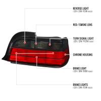 Spec'D Tuning Products - Spec-D 1992-1998 BMW E36 3 Series Coupe/Convertible Tail Lights (Chrome Housing/Red Smoke Lens) - Image 6