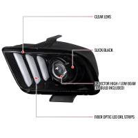 Spec'D Tuning Products - Spec-D 2005-2009 Ford Mustang LED Bar Projector Headlights (Jet Black Housing/Clear Lens) - Image 6