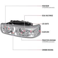 Spec'D Tuning Products - Spec-D 1999-2002 Chevrolet Silverado/ 2000-2006 Tahoe Suburban Dual Halo Projector Headlights (Chrome Housing/Clear Lens) - Image 5