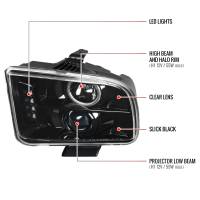 Spec'D Tuning Products - Spec-D 2005-2009 Ford Mustang  Halo Projector Headlights (Jet Black Housing/Clear Lens) - Image 6