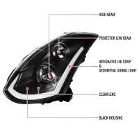 Spec'D Tuning Products - Spec-D 2003-2007 Infiniti G35 Coupe LED Bar Projector Headlights w/ Sequential Turn Signals (Matte Black Housing/Clear Lens) - Image 6