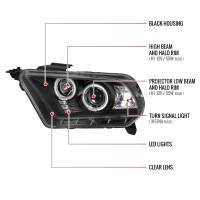 Spec'D Tuning Products - Spec-D 2010-2014 Ford Mustang Dual Halo Projector Headlights (Matte Black Housing/Clear Lens) - Image 6