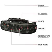 Spec'D Tuning Products - Spec-D 1999-2002 Chevrolet Silverado/ 2000-2006 Tahoe Suburban Dual Halo Projector Headlights (Chrome Housing/Smoke Lens) - Image 5