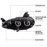 Spec'D Tuning Products - Spec-D 2001-2005 Mazda Miata MX-5 Dual Halo Projector Headlights (Matte Black Housing/Clear Lens) - Image 6