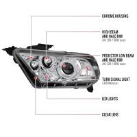 Spec'D Tuning Products - Spec-D 2010-2014 Ford Mustang Dual Halo Projector Headlights (Chrome Housing/Clear Lens) - Image 6